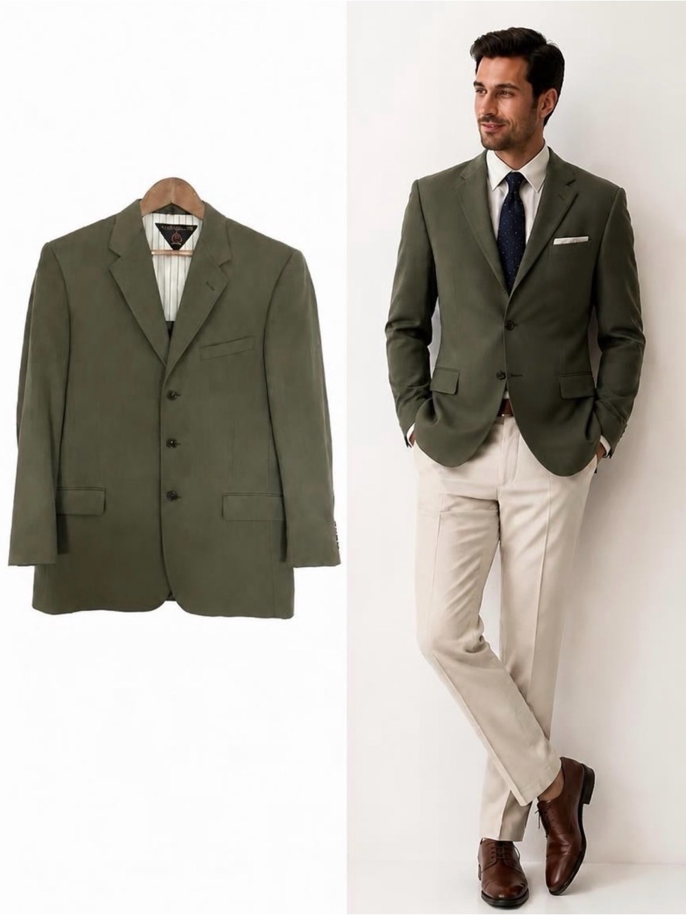 Tommy Hilfiger Olive Green three-Button Sport Coat